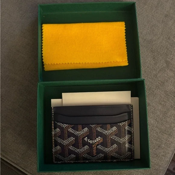 NWT GOYARD Saint-Sulpice Card Wallet in Navy - Picture 10 of 12